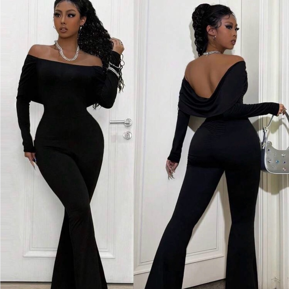 Elegant Black Off-Shoulder Jumpsuit